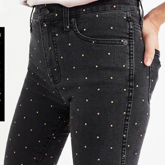 Madewell 10" High-Rise Skinny Jeans Metallic Dot Edition EUC - Picture 3 of 7